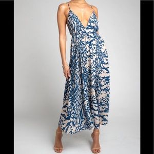 Resa Midi Summer Dress in Blue Pattern